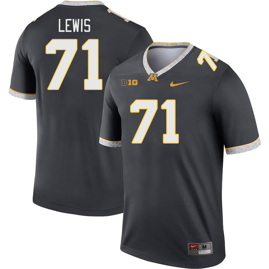 Men #71 Martes Lewis Minnesota Golden Gophers College Football Jerseys Stitched-Charcoal